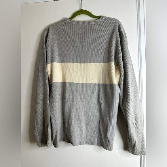 Vintage Men's Ralph Lauren Polo Jeans Co. Grey & Cream Striped Sweater Grey XL. - Picture 2 of 11